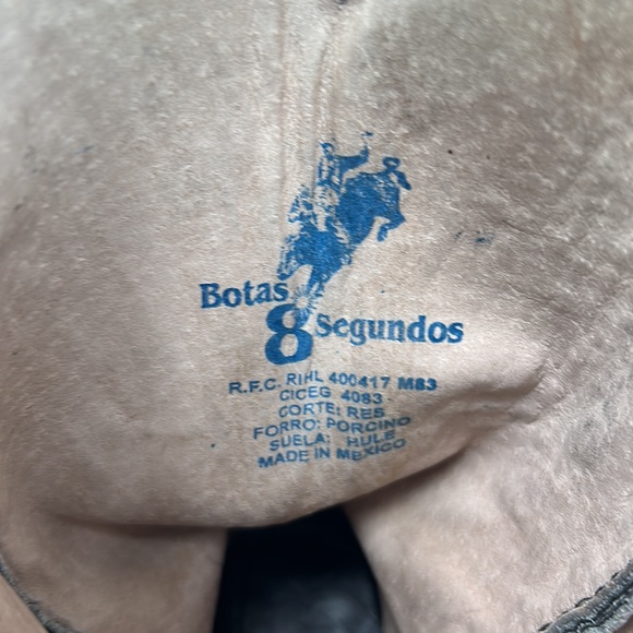 BOTAS 8 SEGUNDOS MENS SIZE 8 WESTERN COWBOY BLACK GOLD EMBROIDERED GRAPHIC BOOT - Picture 9 of 11